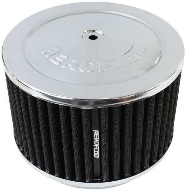AEROFLOW 6-3/8" X 4" AIR CLEANER ASSY 5-1/8" NECK, CHROME, COTTON