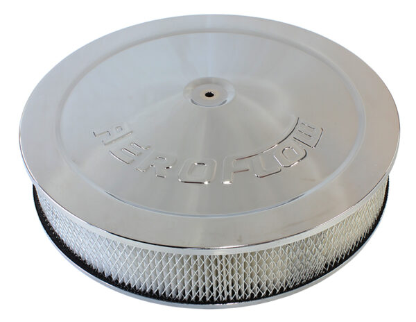 AEROFLOW 14" X 3" AIR CLEANER ASSY 5-1/8" DROPBASE CHROME, PAPER
