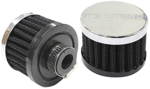 AEROFLOW 1/2" UNIV CLAMP ON FILTER 2" O.D,1-1/2" H,CHROME TOP