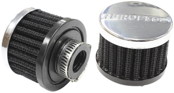 AEROFLOW 5/8" UNIV CLAMP ON FILTER 2" O.D,1-1/2" H,CHROME TOP