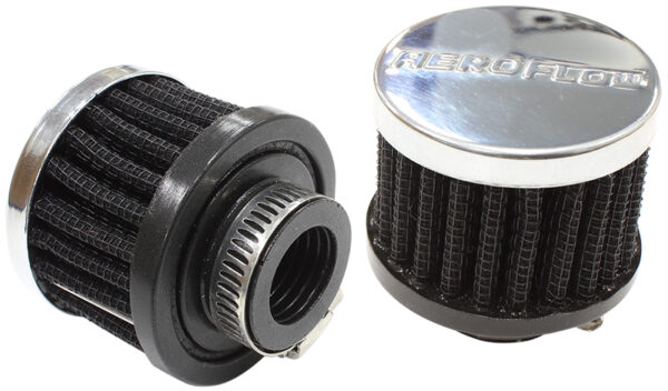 AEROFLOW 3/4" UNIV CLAMP ON FILTER 2" O.D,1-1/2" H,CHROME TOP