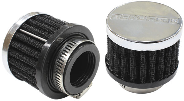 AEROFLOW 1" UNIV CLAMP ON FILTER 2" O.D,1-1/2" H,CHROME TOP