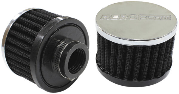 AEROFLOW 1" UNIV CLAMP ON FILTER 3" O.D,2-1/4" H,CHROME TOP