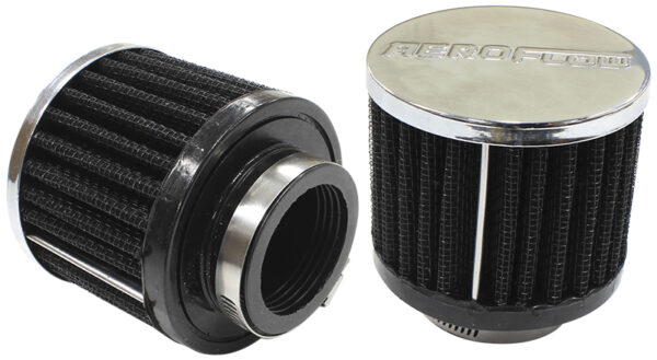 AEROFLOW 1-1/2" UNIV CLAMP ON FILTER 3" O.D,2-1/2" H,CHROME TOP