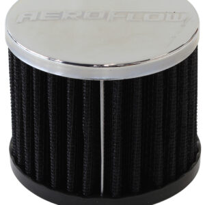 AEROFLOW 1-1/4" PUSH IN BREATHER FILTER3" O.D,2-1/2" H,CHROME TOP