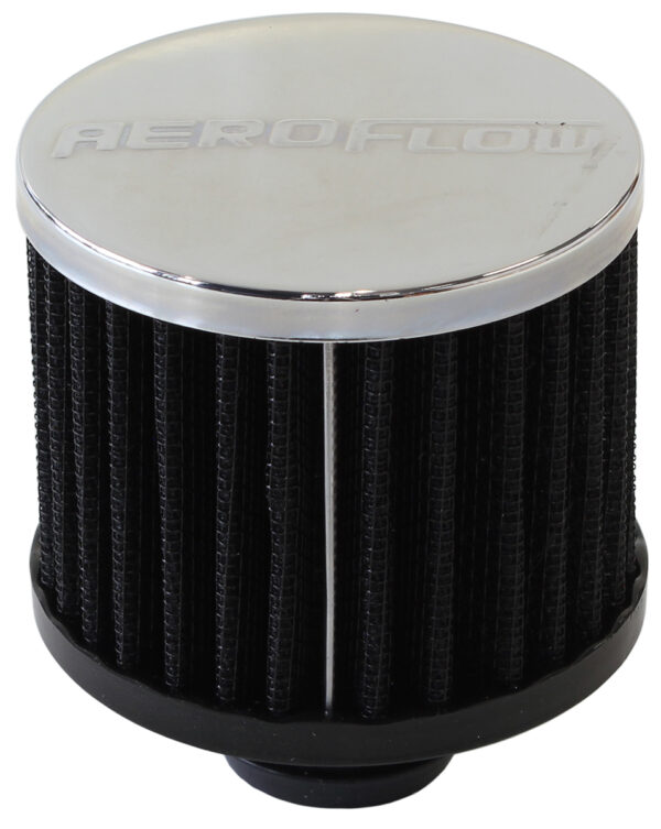 AEROFLOW 1-1/4" PUSH IN BREATHER FILTER3" O.D,2-1/2" H,CHROME TOP