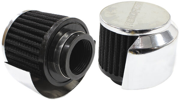 AEROFLOW 1-1/2" BREATHER FILTER WITH WITH 3" O.D,2-1/2"H,CHROME TOP