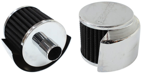 AEROFLOW 1" PUSH IN BREATHER W/ SHIELD3" O.D,2-1/2" H,CHROME TOP