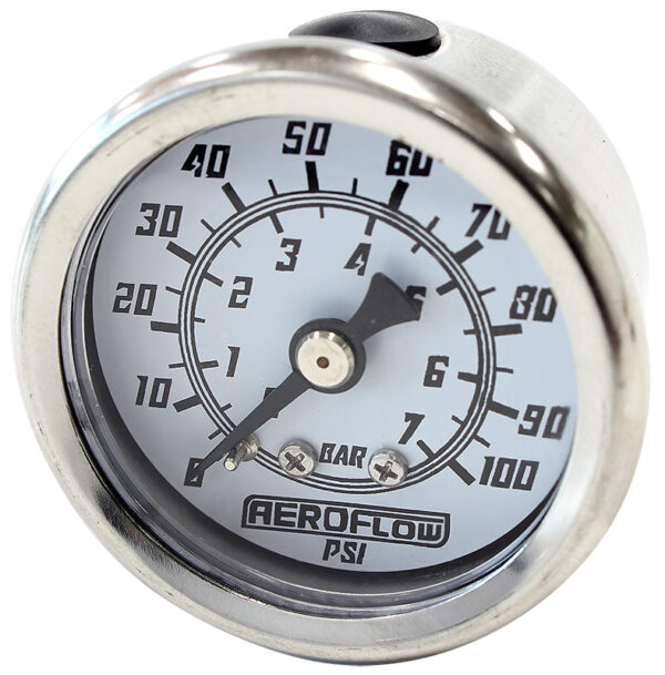 Aeroflow 1-1/2 0-100 Psi Pressure Gaugewhite Face Black Pointer