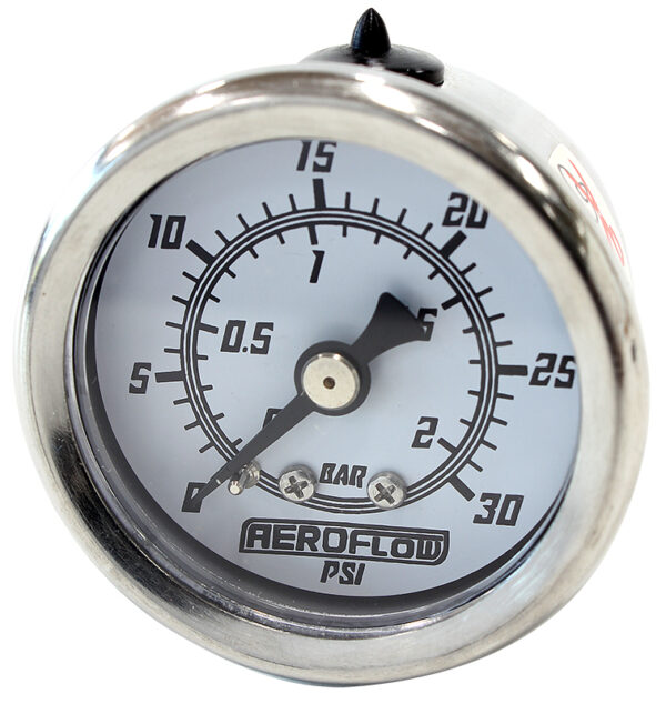 Aeroflow 1-1/2" 0-30 Psi Pressure Gaugewhite Face Black Pointer