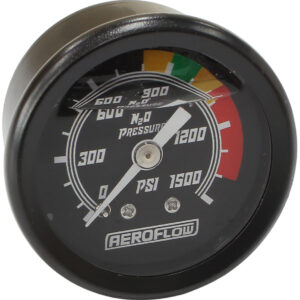 Aeroflow 1-1/2" 0-1500 Nitrous Gauge Black Face White Pointer Nos