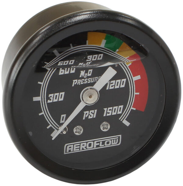 Aeroflow 1-1/2" 0-1500 Nitrous Gauge Black Face White Pointer Nos