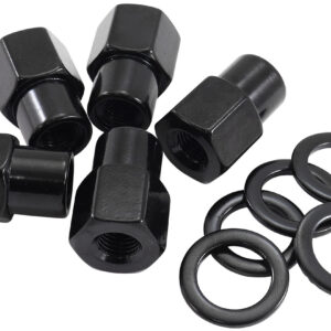 AEROFLOW 7/16"-20 .550" SHANK OPEN WHEEL NUTS BLACK (5 PACK)