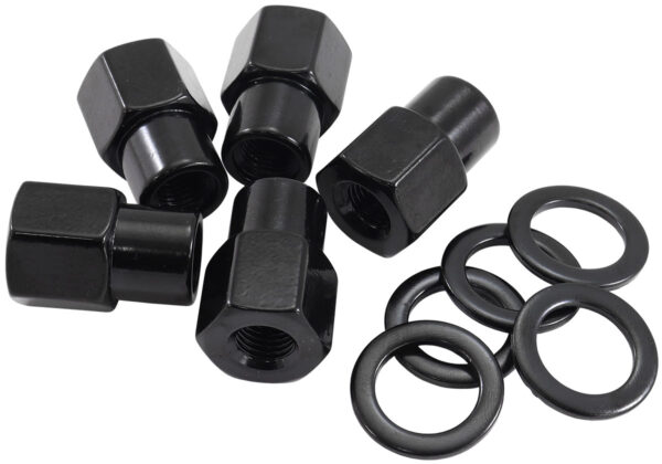 AEROFLOW 7/16"-20 .550" SHANK OPEN WHEEL NUTS BLACK (5 PACK)