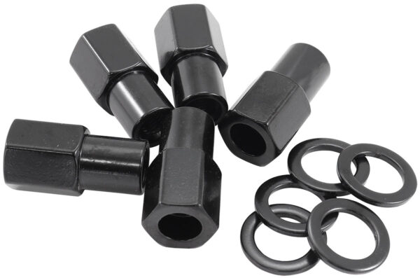 AEROFLOW 1/2"-20 .750" SHANK OPEN WHEEL NUTS BLACK (5 PACK)