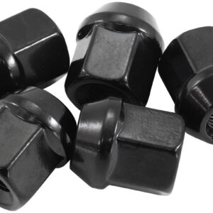 AEROFLOW M12 X 1.25mm ACORN SHORT OPEN WHEEL NUTS BLACK (5 PACK)