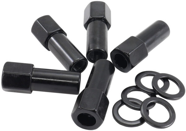 AEROFLOW M12 X 1.50mm 1.38" SHANK OPEN WHEEL NUTS BLACK (5 PACK)