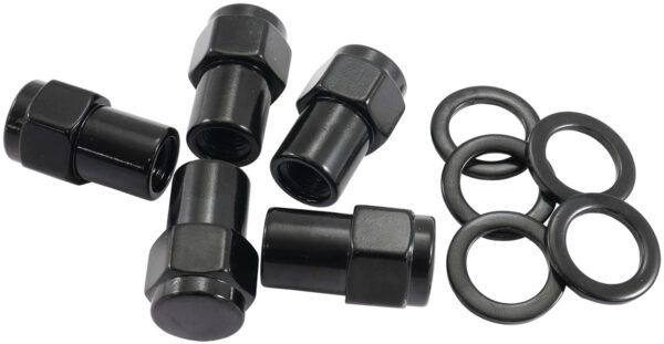 AEROFLOW 1/2"-20 .550" SHANK CLOSED WHEEL NUTS BLACK (5 PACK)
