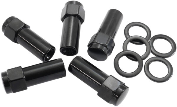 AEROFLOW 1/2"-20 1.38" SHANK CLOSED WHEEL NUTS BLACK (5 PACK)