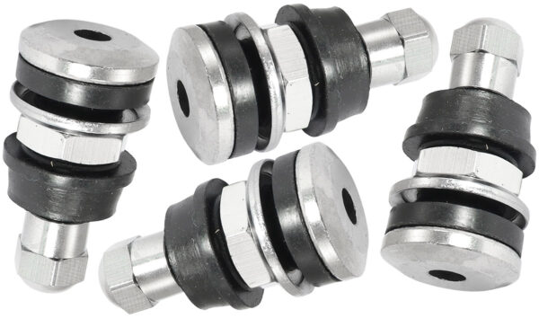 AEROFLOW BOLT IN WHEEL VALVE STEMS 4 PACK CHROME 7/16" 5/8" HOLES