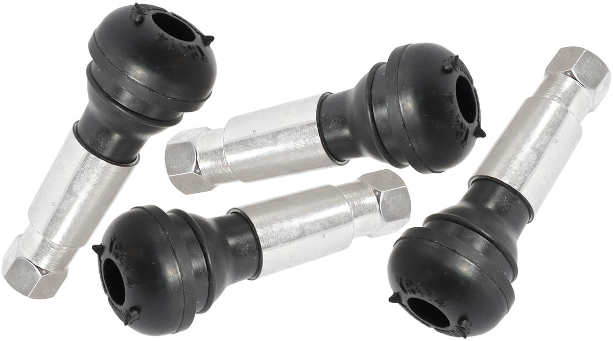 AEROFLOW RUBBER PULL THRU VALVE STEMS 4 PACK CHROME 7/16" HOLE