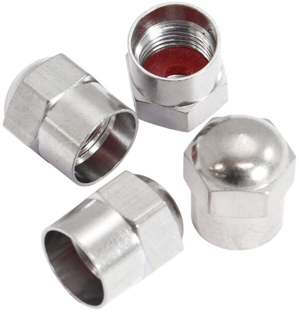 AEROFLOW REPLACEMENT VALVE CAPS FOR ALL VALVE STEM CHROME 4 PACK