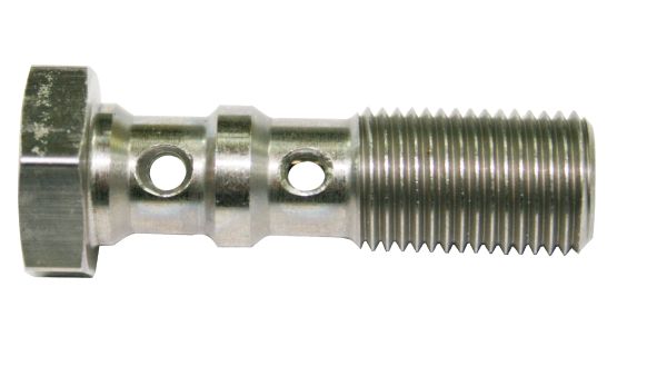 AEROFLOW DOUBLE BANJO BOLT 7/16-24 STAINLESS 30MM LONG