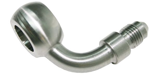AEROFLOW -4AN 90 DEG BANJO 7/16" STAINLESS STEEL