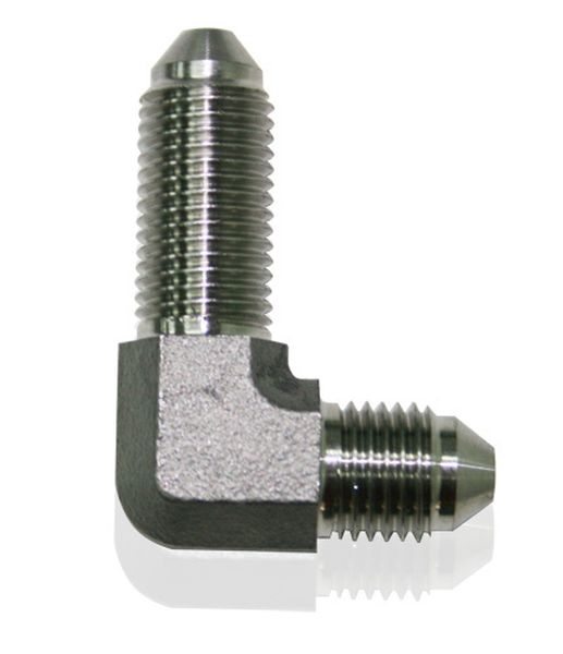 Aeroflow Stainless -4AN Bulkhead 90Deg Stainless Nut Seperate