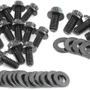 AEROFLOW SMALL BLOCK CHEV OIL PAN BOLT KIT STD GASK 12 POINT BLACK SBC