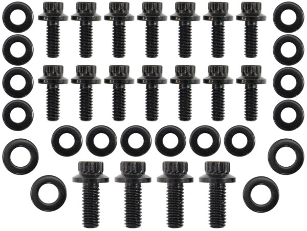 AEROFLOW Oil Pan Sump Bolt Kit, Small Block Chevrolet (SBC), Black