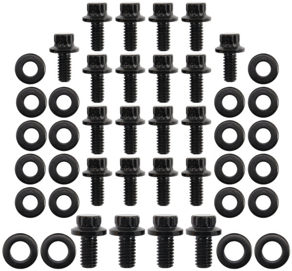 AEROFLOW Oil Pan Sump Bolt Kit, Small Block Ford Windsor/Cleveland, Black