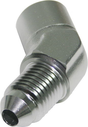 Aeroflow 45 Deg Female 1/8 NPT To -4 Silver