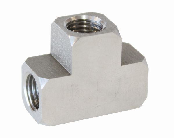 Aeroflow S.S Female Tee 3/8"-24 Inverted Seat Stainless Steel