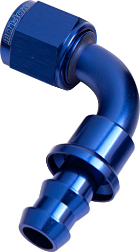 Aeroflow 90 Deg Push Lock End -6AN Blue No Clamp Required