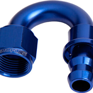 Aeroflow 180 Deg Push Lock End -4AN Blue No Clamp Required