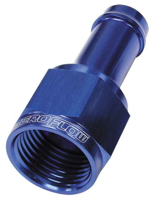 Aeroflow Female -8AN To 1/2" Barb Blue With Tube Nut
