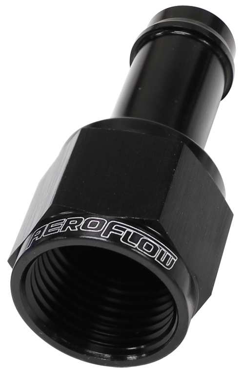 Aeroflow Female -8AN To 1/2" Barb Black With Tube Nut