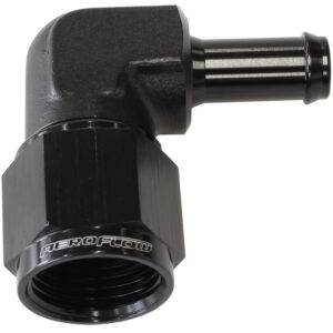 Aeroflow Female -8AN 90Deg To 1/2" Barbblack Swivel Nut