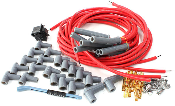 AEROFLOW UNIVERSAL RED STRAIGHT SPARK PLUG LEADS POINTS & HEI