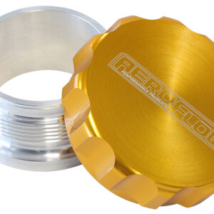 Aeroflow 1" Alum Weld Bung And Cap Raw Weld On / Gold Cap