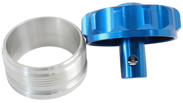 AEROFLOW 2" ALUM WELD BUNG AND CAP BLUE WITH ROLL OVER VALVE