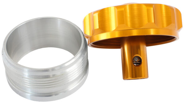 AEROFLOW 2" ALUM WELD BUNG AND CAP GOLD WITH ROLL OVER VALVE
