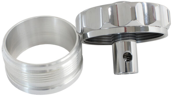 AEROFLOW 2" ALUM WELD BUNG AND CAP POLISHED WITH ROLL OVER VALVE