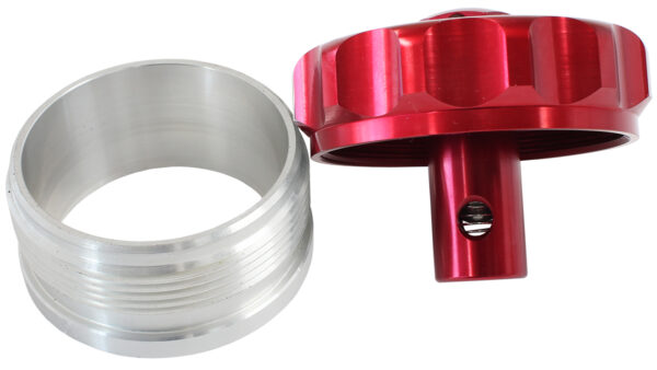 AEROFLOW 2" ALUM WELD BUNG AND CAP RED WITH ROLL OVER VALVE