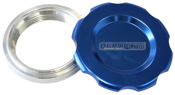 Aeroflow 1.5" Weld Bung And Blue Cap Low Profile Female Weld-On