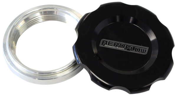 Aeroflow 1.5" Weld Bung And Black Cap Low Profile Female Weld-On