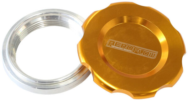 Aeroflow 1.5" Weld Bung And Gold Cap Low Profile Female Weld-On