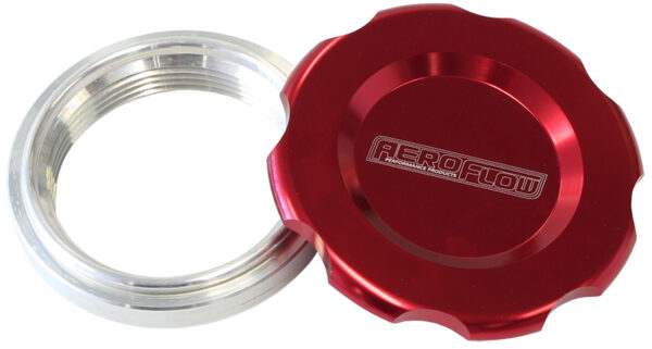 Aeroflow 1.5" Weld Bung And Red Cap Low Profile Female Weld-On