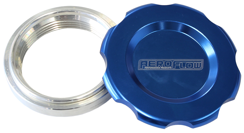 Aeroflow 2" Weld Bung And Blue Cap Low Profile Female Weld-On